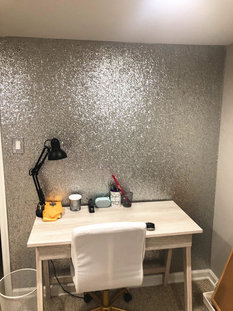 DHHOUSE Silver Chunky Glitter Wallpaper Peel and Stick,Removable Wallpaper Decorative Contact Paper 17.3'' by 195'' - Image 2